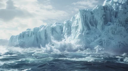 Fototapete Rund Dramatic collapse of melting glaciers into the ocean  a vivid illustration of climate change impact © decorator