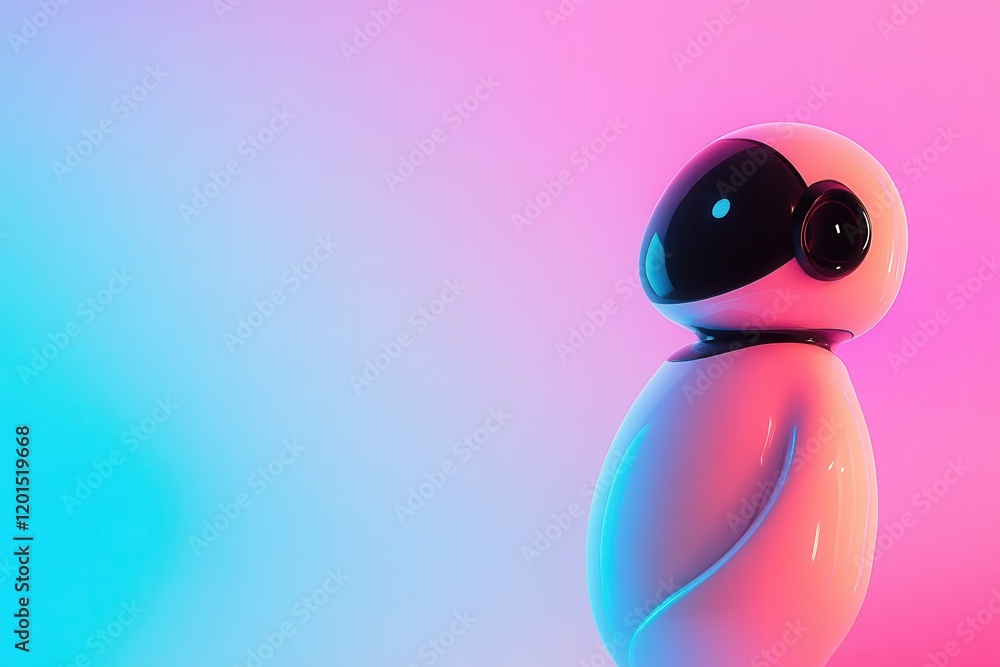 Aufkleber abstract gradient background featuring a minimalist robot figure in soft pastel colors ideal for spa