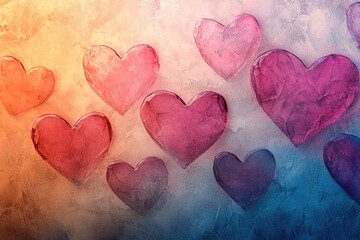 Fototapeta premium Valentine's Day Background. Red Hearts Banner. Copy space.