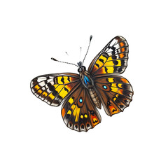 Fototapeta premium Painted Lady Butterfly: A vibrant Painted Lady butterfly with intricate wing patterns of orange, brown, and black, showcases its delicate beauty.