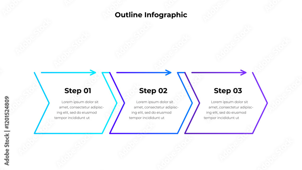Leinwandbilder Three horizontal line arrows with text. Concept of 3 options of business development process. Infographic elements