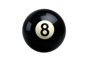 A pool ball number eight black colour isolated in white background 
