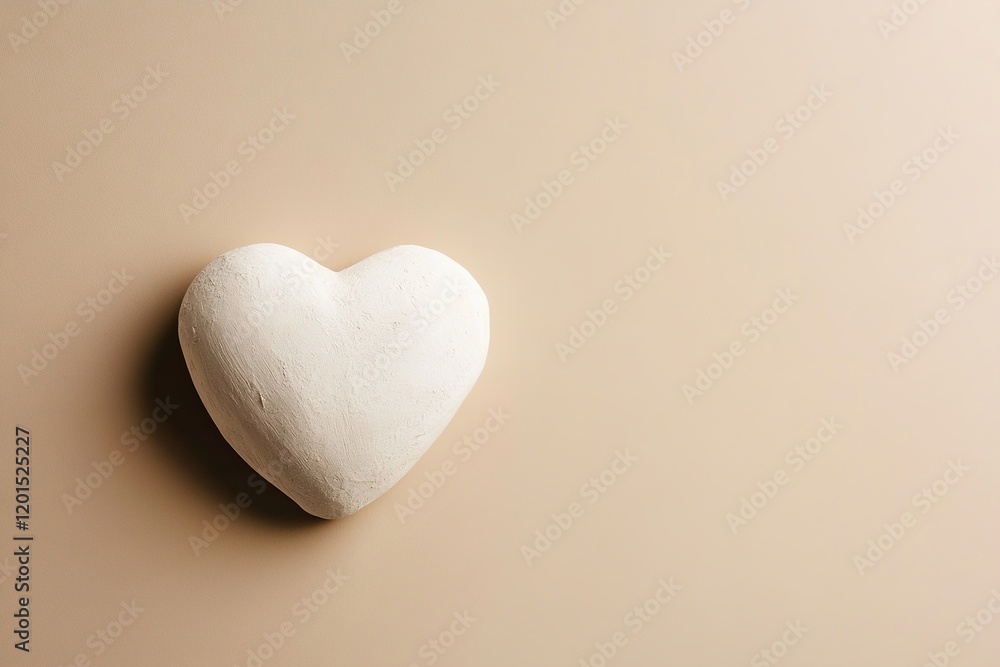 Poster a soft white clay heart rests gently on a matte beige backdrop, creating a peaceful ambiance. the la