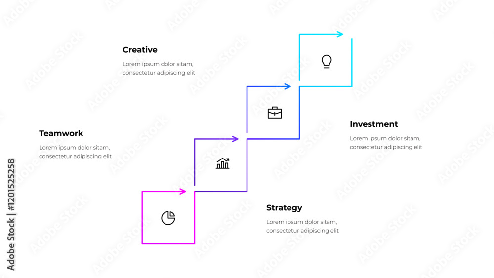 Poster vector outline stairs with 4 options. growth infographics for business concept. can be used for pres