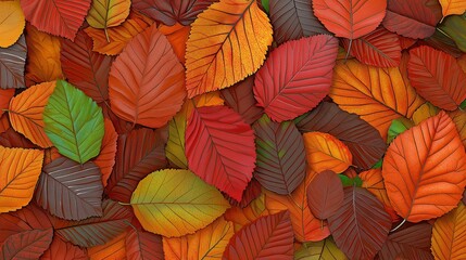 Fototapeta premium Vibrant Autumn Leaves in Rich Reds Oranges and Greens