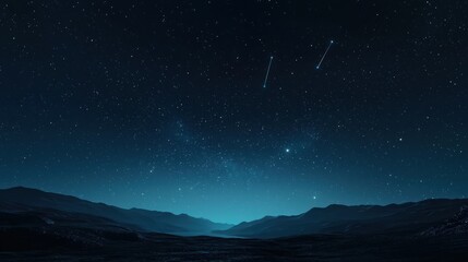 Starry Night Landscape: Celestial Wonders Above Serene Mountains