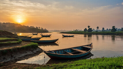 Fototapeta premium boat on the lake