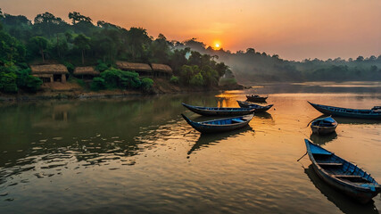 Fototapeta premium boat on the lake