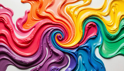 Colorful swirl of rainbow paint in artistic workshop, creative expression