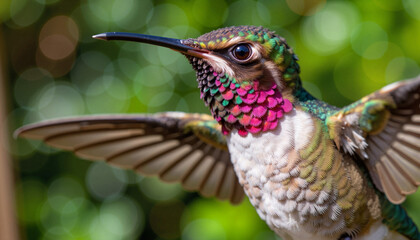 Obraz premium Vibrant hummingbird in tropical rainforest, wildlife beauty