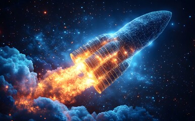 Starry Space Nebula with Galactic Clouds and Cosmic Light