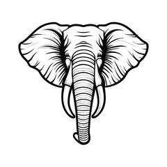 A single line drawing of an elephant's profile, executed in a bold and striking style.