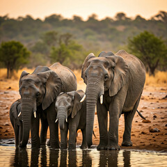 Fototapeta premium epephant family group in the jungle