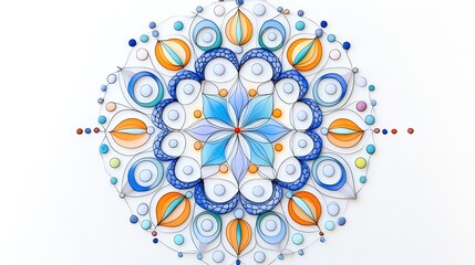 Colorful Mandala Art  Abstract Blue Orange Design