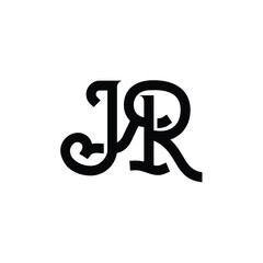 JR monogram logo design letter text name symbol monochrome logotype alphabet character simple logo
