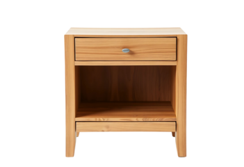 Beautiful wooden nightstand with box isolated on transparent background 