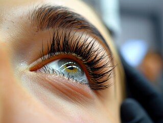 Eyelash extension application process, eye beauty