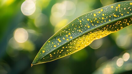 Close-up of a leaf with visible fungal spots, showcasing nature's imperfections and the cycle of decay and renewal in a natural environment.
