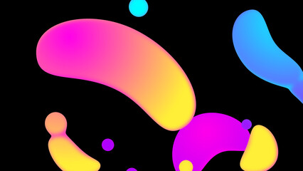 Abstract art featuring vibrant gradient blobs with neon colors on a black background, creating a surreal and futuristic aesthetic with smooth, fluid, and dynamic visual appeal