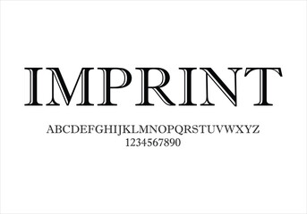 Imprint font for logo and headline. Isolated vector typeset