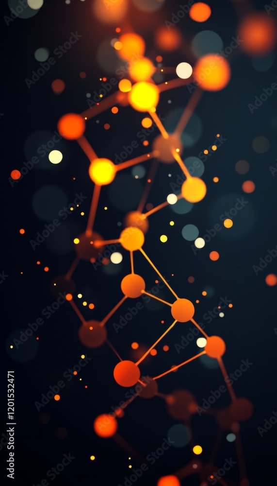Poster abstract network connections, dynamic patterns on a soft gradient background with bokeh effect