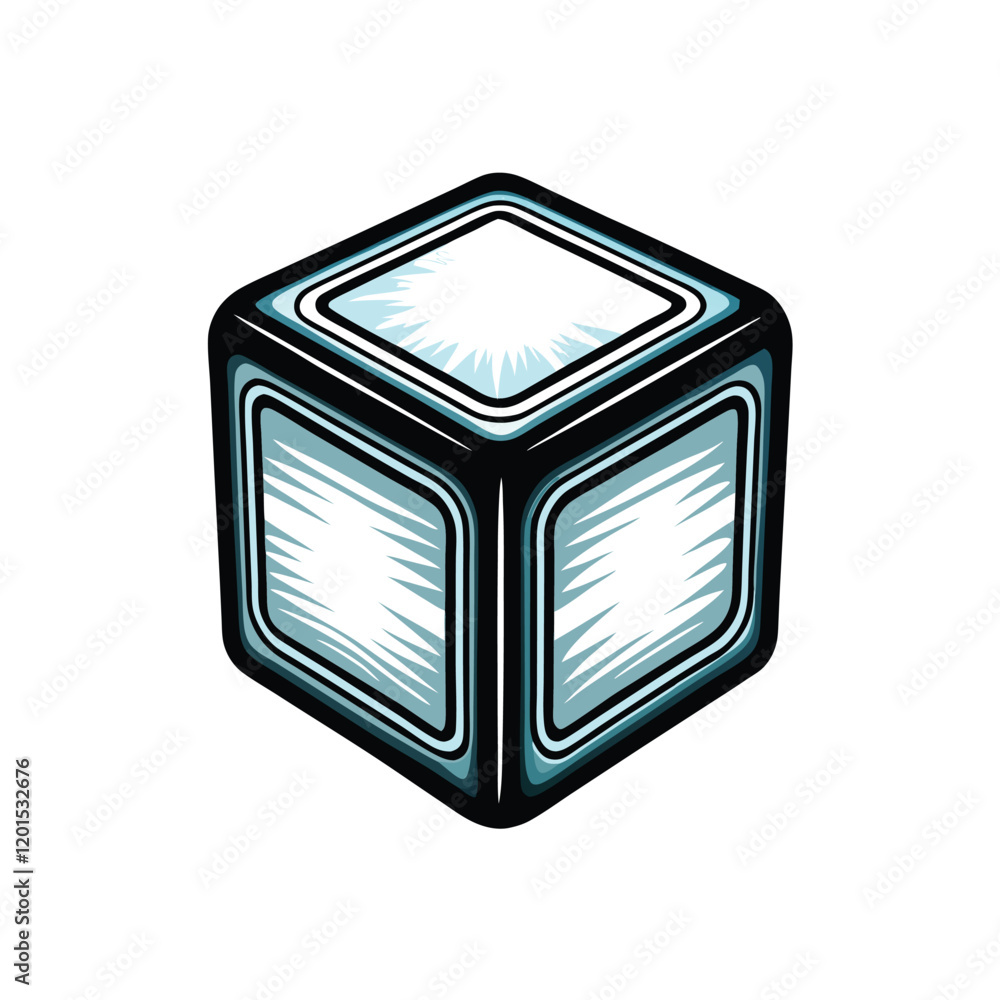 Aufkleber generate a photorealistic image of a sleek, metallic futuristic cube floating in mid-air, casting a 