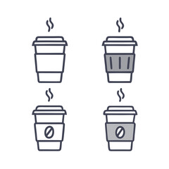 Coffee Cup Icon Bundle Isolated on Transparent Background.