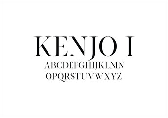 Kenjo I font for logo and headline. Isolated vector typeset