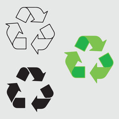 Obraz premium Recycle Sign Three Styles on white background