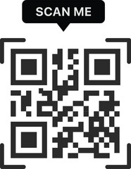 QR code scan for smartphone. QR code for mobile app and payment. Qr code frame vector template marker point. Vector illustration.