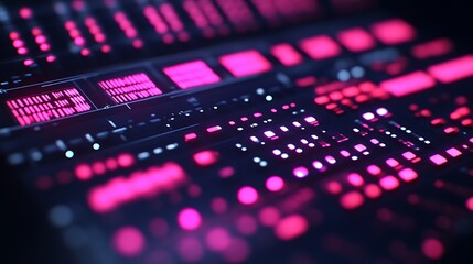 Fototapeta premium Illuminated Electronic Music Production Console