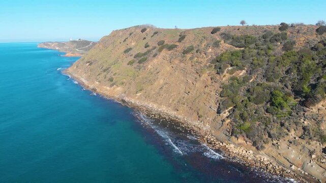 Porto Novo Beach, Zvernec, Vlore, Albania - Aerial Drone View of the Rocky Coastline