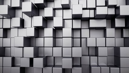 Geometric 3d cube mosaic pattern forms a textured grey backdrop