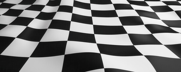 Highcontrast blackandwhite checkerboard with irregular artistic distortions