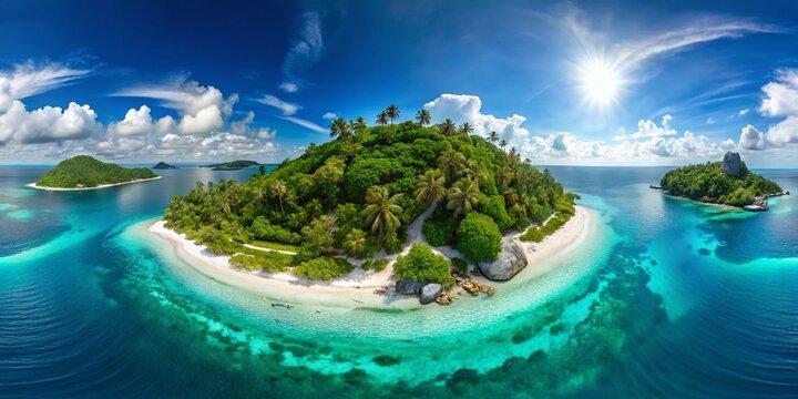 Stunning 360&deg; VR Aerial Panorama: Tropical Island Paradise