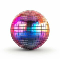 Obraz premium Shiny disco ball reflecting colorful party lights, creating a festive atmosphere