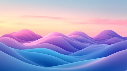 Pastel Colored Hills Under a Soft Sunset Sky