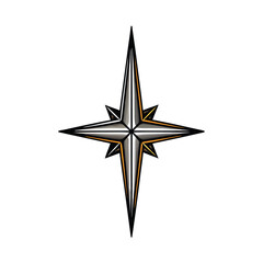 A modern compass rose with metallic gradients, showcasing a sleek and futuristic design.