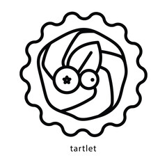 Tartlet line icon. Pastries, cake, tart, breakfast, dessert. Elegant pastry with berries. Editable strokes, thin line.