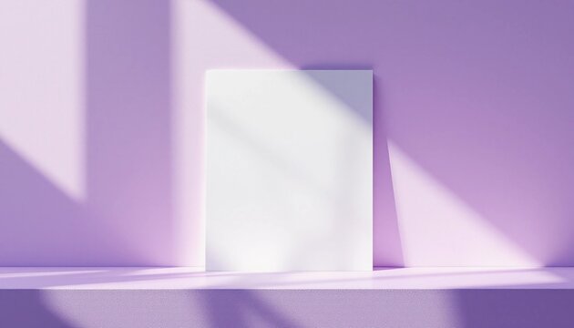 Abstract White Board Display with Soft Shadows in Purple Hue