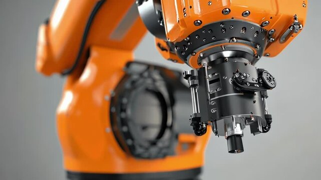 Closeup of a robotic arm dynamically adjusting its operation based on feedback from IIoT sensors with precision components being manipulated in perfect synchronization.