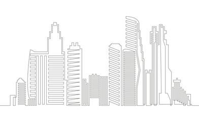 Continuous line drawing of house and residential building concept with a panoramic view