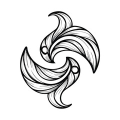 Create a visually captivating abstract fish design using fluid curves, focusing on a dynamic and organic aesthetic.