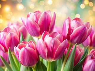 Obraz premium Stunning Pink Tulips Bokeh Background - Spring Flowers Photography