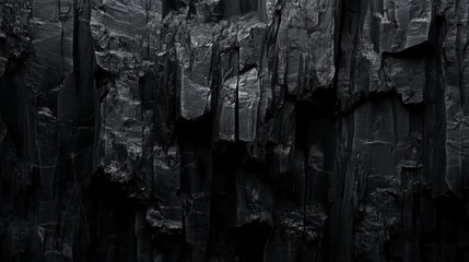 Dark Layered Rock Wall Close-Up