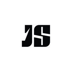 Fototapeta premium JS monogram logo design letter text name symbol monochrome logotype alphabet character simple logo