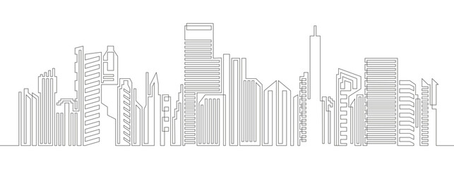 Continuous line drawing of house and residential building concept with a panoramic view