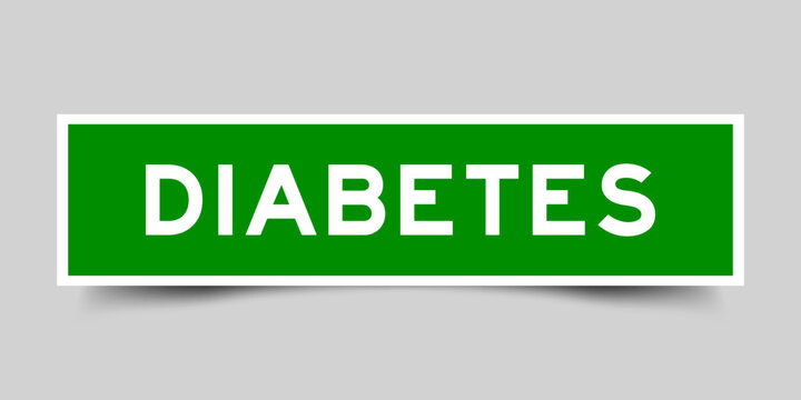 Green color square shape sticker label with word diabetes on gray background