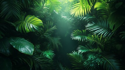 Lush Tropical Jungle with Green Foliage