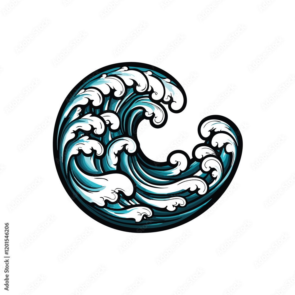 Poster a mesmerizing abstract wave pattern seamlessly forming a perfect semi-circle.